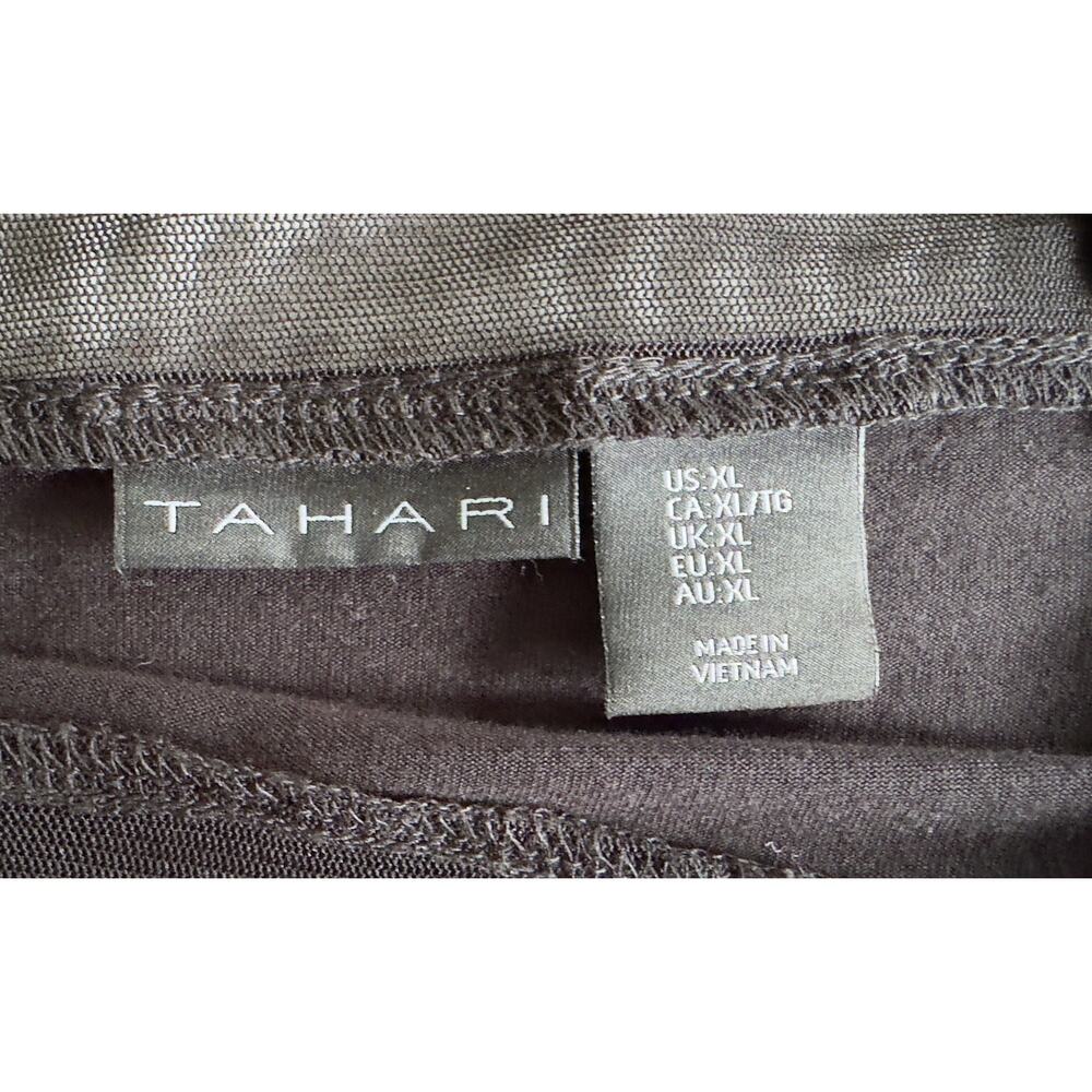 Tahari Whimsygoth Solid & Sheer Mesh Top Concert Party Club Date Night Size XL - Picture 3 of 6